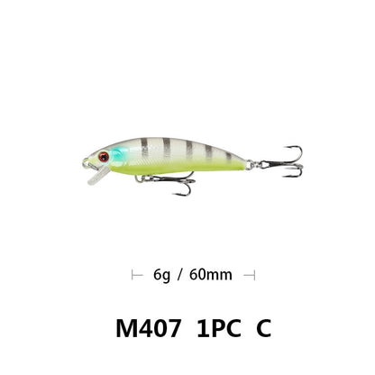 6cm57g Floating Mino Lure Fresh Water Topmouth Culter Weever Mandarin Fish Lure Simulation Bait M407